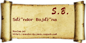 Sándor Bojána névjegykártya